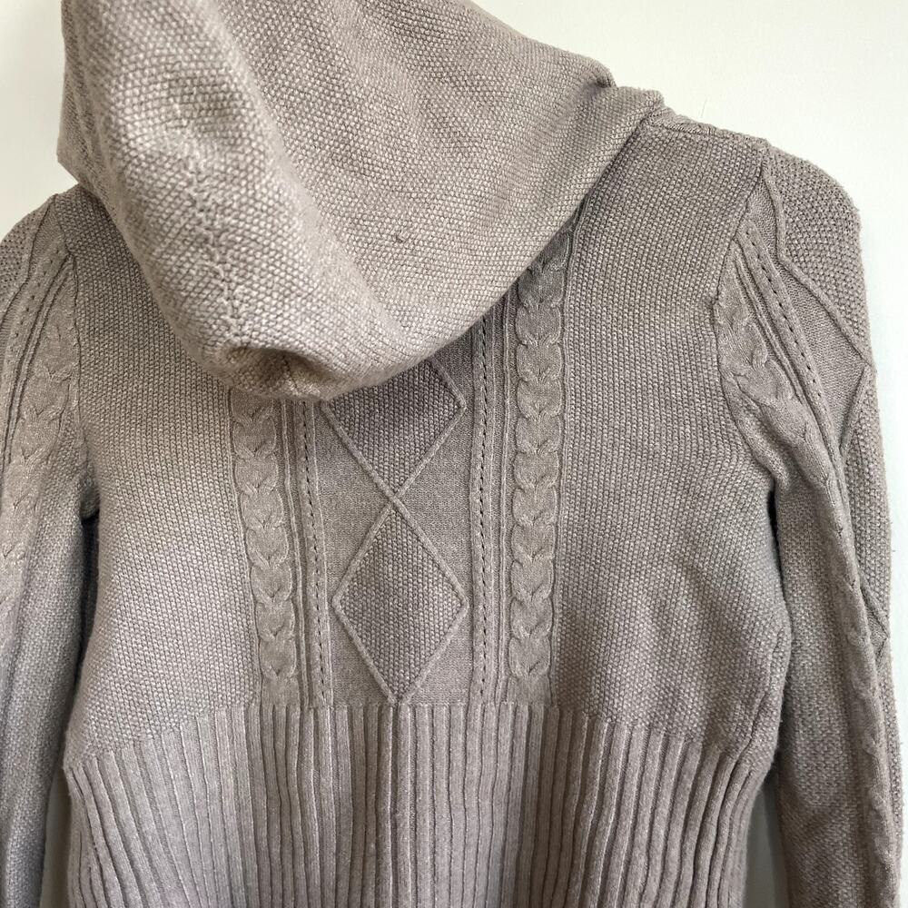NWT pink rose portobella cropped hooded full zip knit sweater beige‎ women's M - Picture 8 of 8